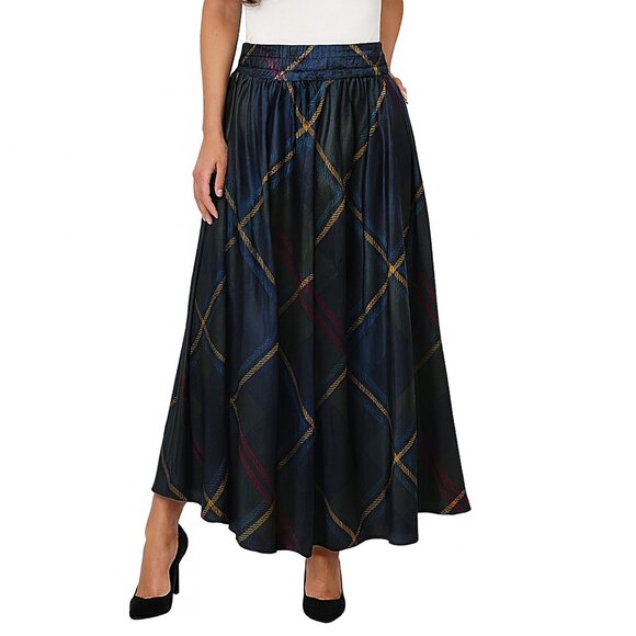 Cato Dresses & Skirts - Cato Plaid Midi Skirt Navy Green Yellow Tartan Wrap Style XL